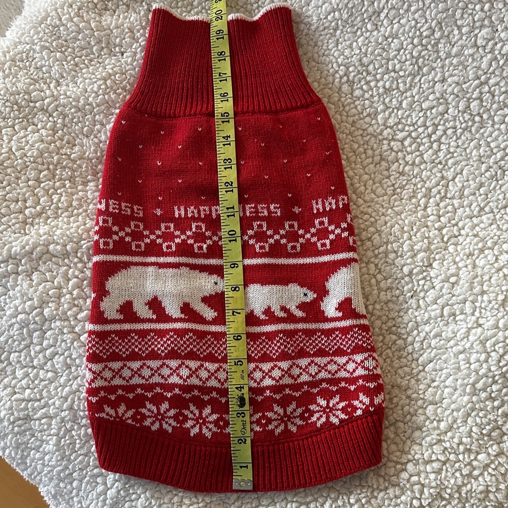 Ellen Degeneres Red & White Polar Bear Knit Dog Sweater
